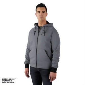 Milwaukee® 306G-213X M12™ Heated Hoodie with M12™ Battery, Charger and Battery Holder, 53% Cotton/47% Polyester, Gray, 3XL