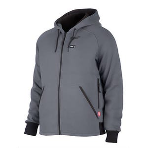 Milwaukee® 306G-21M M12™ Heated Hoodie with M12™ Battery, Charger and Battery Holder, 53% Cotton/47% Polyester, Gray, M