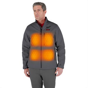 Milwaukee® M100G-21L M12™ Heated ToughShell™ Jacket with M12™ Battery, Charger and USB-C Cable Wind/Water Resistant, Gray, L