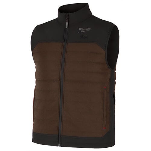 Milwaukee® M300N-21XL M12™ Heated Axis™ Vest with M12™ Battery, Charger and Battery Holder, Wind and Water Resistant, Brown, XL