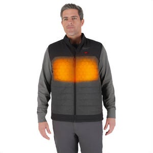 Milwaukee® M300G-21XL M12™ Heated Axis™ Vest with M12™ Battery, Charger and Battery Holder, Wind and Water Resistant, Gray, XL