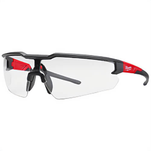 Milwaukee® 48-73-2012 Safety Glasses, Fog-Free, Clear Lens, Black/Red, Plastic Frame, Blister