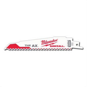 Milwaukee® 48-01-7021 Sawzall® The AX™ Nail Embedded Wood Blades, 6 in, 5 TPI, 100 pk
