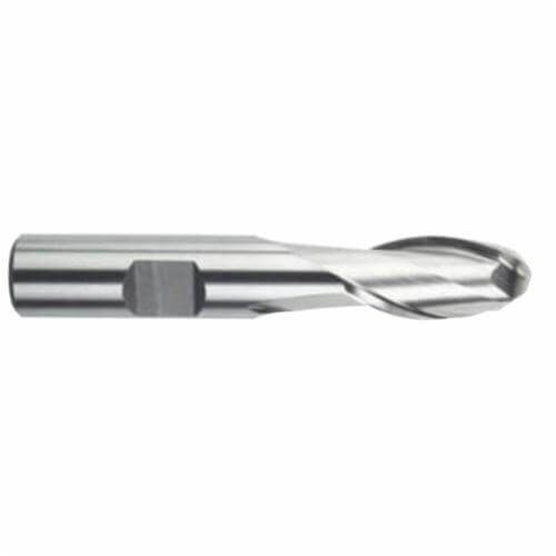 Morse® 43125 1887 Ball Nose Center Cutting End Mill, 1-1/8 in dia Cutter, 2-1/4 in Length of Cut, 2 Flutes, 1 in dia Shank