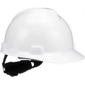 MSA Safety 475358 V-Guard Hard Hat with Ratchet, Self Adjusting, ANSI Certified, Polyethylene Shell, White