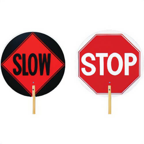 Mutual 14983-10 Traffic Control Paddle with 10 in Wooden Staff, STOP/SLOW