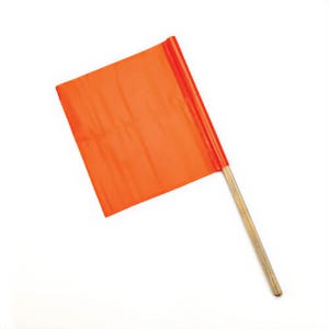 Mutual 14994-36-24 3-Ply Reinforced Standard Highway Safety Traffic Warning Flag, 24 in H x 24 in W, 36 in OAL, Orange, Vinyl