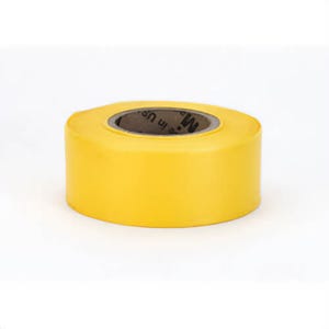 Mutual 16002-00041-1875 Flagging Tape, Ultra Standard, Yellow, 1-3/16 in Width, 100 yd Length, 4 mil Thickness, PVC