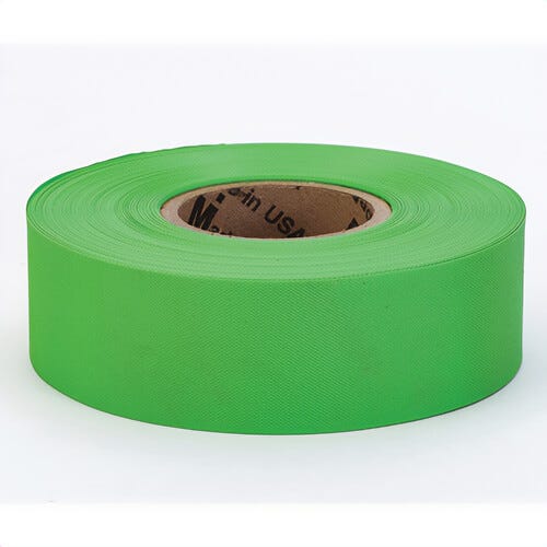 Mutual 16002-38-1875 Ultra Standard Flagging Tape, Green, 1-3/16 in W x 100 yd L, PVC