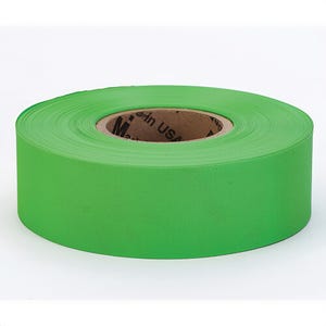 Mutual 16002-38-1875 Ultra Standard Flagging Tape, Green, 1-3/16 in W x 100 yd L, PVC