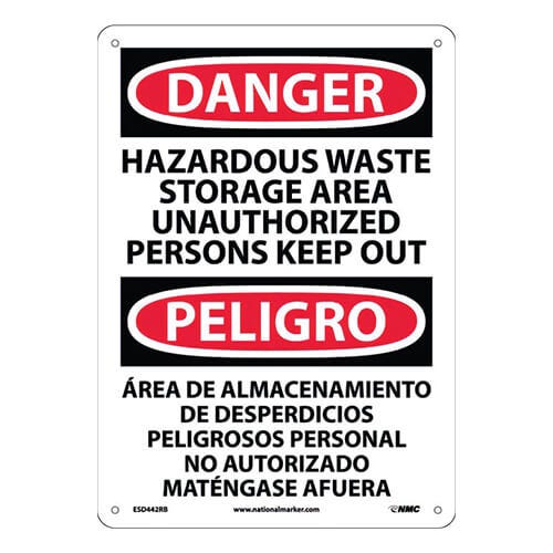 National Marker D442RB Danger, Hazardous Waste Storage