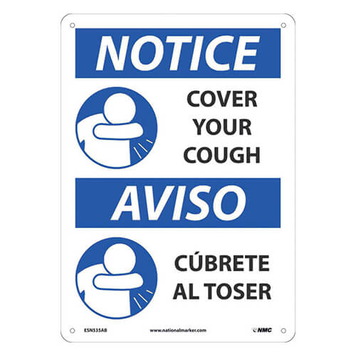 National Marker ESN535AB Notice Cover Your Cough Sign