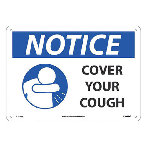 National Marker N535RB NOTICE COVER YOUR COUGH SIGN