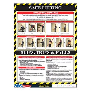NATIONAL MARKER POSTER, SAFE LIFTING/SLIPS, 24 x (PST010)
