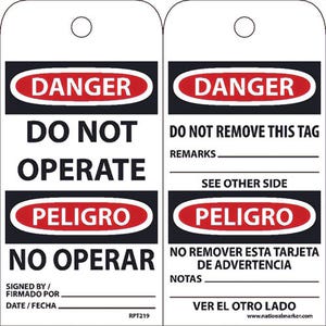 National Marker RPT219 DANGER, DO NOT OPERATE Tags