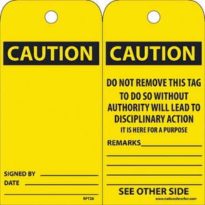 National Marker RPT28A Tags, CAUTION, DO NOT REMOVE