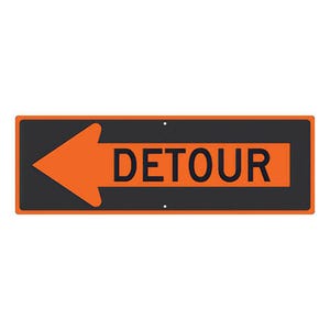 National Marker TM194K Detour Inside Arrow Left, 12 x 36
