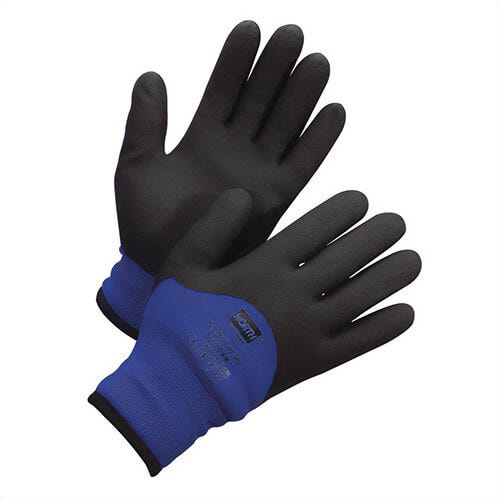 North® By Honeywell NF11HD Cold Grip Coated Glove, 1-Stage Heavyweight Insulated, Foamed PVC Palm, Cut Resistant, Black/Blue