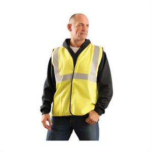 OccuNomix LUX-SSCGFR Flame Resistant Solid Vest, Cotton/Polyester Blends, Unisex, ANSI Class: 2, Single-Stripe, Hi-Viz Yellow