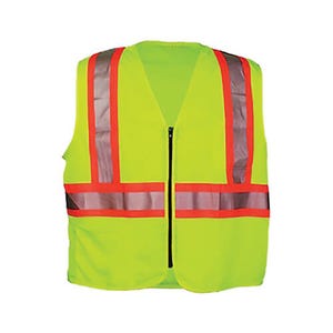 OccuNomix OK-1 OK-ILDOTMZ-L 2-Tone Premium Safety Vest, L, Hi-Viz Yellow, Polyester Mesh, Zipper Closure, 5 Pockets, ANSI Class 2