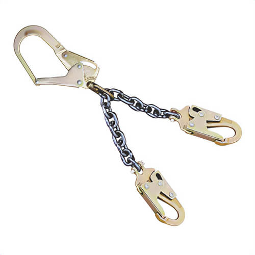 Palmer Safety Positioning Device Rebar, Y Shaped Lanyard, Alloy Steel, Zinc Plated, Grade 80, 0.31 in Chain, 2-1/4 in Swivel Rebar