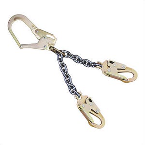 Palmer Safety Positioning Device Rebar, Y Shaped Lanyard, Alloy Steel, Zinc Plated, Grade 80, 0.31 in Chain, 2-1/4 in Swivel Rebar