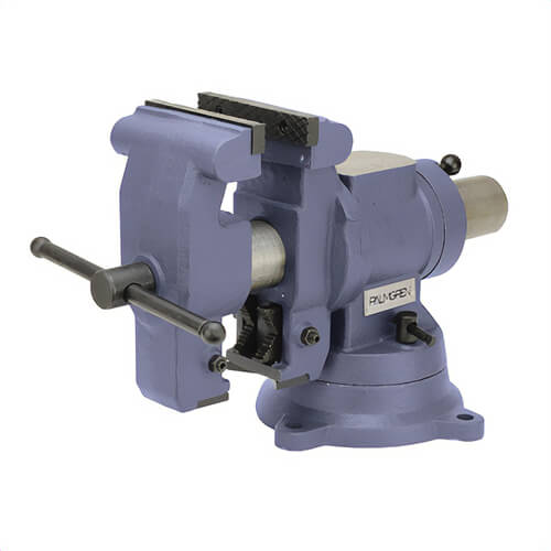 Palmgren® 9629504 Multi-Jaw Rotating Bench Vise, Grooved/Replaceable Jaw, 6-1/2 in Jaw Opening, 6 in W Hardened Steel Jaw, 3-1/2 in D Throat