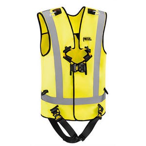 Petzl® C73JFV 2U Newton Easyfit Hi-Viz Full Body Harness with Fast Buckles and Hi-Viz Vest, Black / Hi-Viz Yellow, Size 2