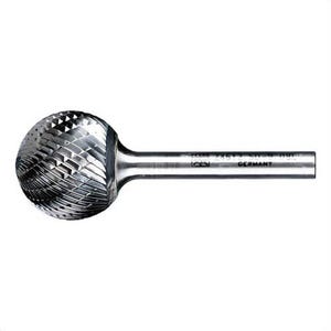 Pferd 24612 Universal Line Premium Grade Carbide Burr, Ball (Shape SD) Head, 1 in dia Head, 5/16 in L of Cut, 2-1/16 in OAL, Double Cut Cut