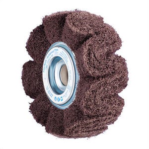 Pferd Polinox® 43030 Corrugated Unmounted Non-Woven Flap Wheel, 6 in dia, 2 in W Face, 100 Grit, Medium Grade, Aluminum Oxide Abrasive