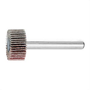 Pferd 45160 Mini Standard Mount Coated Flap Wheel, 3/4 in dia Wheel, 3/8 in W Face, 1/4 in dia Shank, 60 Grit, Coarse Grade, Aluminum Oxide Abrasive