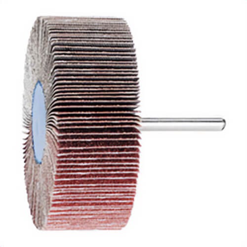 Pferd 45209 Mini Standard Mount Coated Flap Wheel, 3 in dia Wheel, 1 in W Face, 1/4 in dia Shank, 80 Grit, Medium Grade, Aluminum Oxide Abrasive