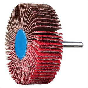 Pferd 45294 Mount Flap Wheel, 3 in dia Wheel, 1 in W Face, 1/4 in dia Shank, 40 Grit, Coarse Grade, Ceramic Oxide Abrasive