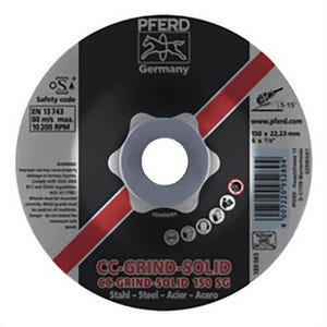 Pferd CC-GRIND®-SOLID Performance Line SG 61202 Unthreaded Coated Abrasive Disc, 6 in dia