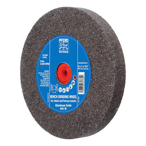 Pferd 61764 Universal Line PS-Forte Flat Bench and Pedestal Grinding Wheel, 8 in dia x 1 in Thick, 1-1/4 in Center Hole, 36 grit