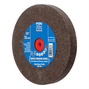 Pferd 61766 Universal Line PS-Forte Flat Bench and Pedestal Grinding Wheel, 8 in dia x 1 in Thick, 1-1/4 in Center Hole, 60 grit