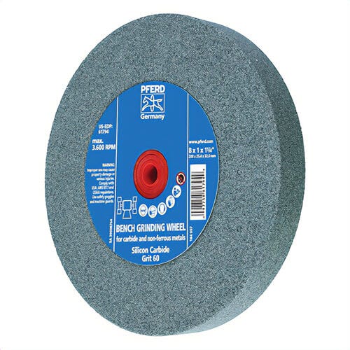 Pferd 61794 Universal Line PS-Forte Flat Bench and Pedestal Grinding Wheel, 8 in dia x 1 in Thick, 1-1/4 in Center Hole, 60 grit