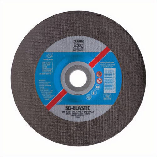 Pferd 63170 Performance Line SG-ELASTIC Depressed Center Cut-Off Wheel, 7 in dia x 0.045 in Thick, 7/8 in Center Hole, 46 grit