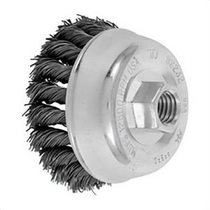 Pferd 82232 External Nut Heavy Duty Minigrinder Single Row Cup Brush, 3-1/2 in dia Brush, 5/8-11 Arbor, 0.02 in dia Filament/Wire