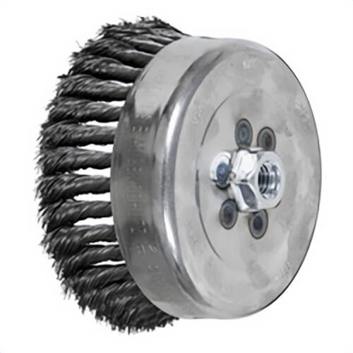 Pferd 82530 External Nut Single Row Cup Brush, 6 in dia Brush, 5/8-11 Arbor Hole, 0.014 in dia Filament/Wire, Standard/Twist Knot, Carbon Steel Fill