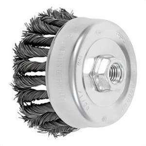 Pferd 82717 Combitwist® External Nut Single Row Cup Brush, 4 in dia Brush, 5/8-11 Arbor Hole, 0.023 in dia Filament/Wire