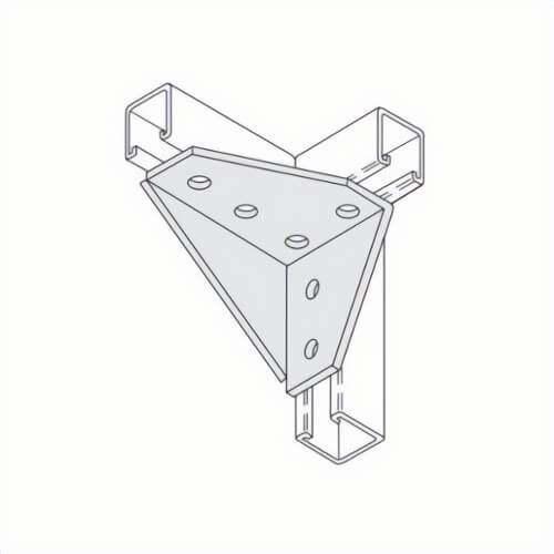 PHD S5210 EG 90°  Gusseted Corner Connector, 6 Holes, 5-3/8 in L x 3-3/4 in W, Carbon Steel