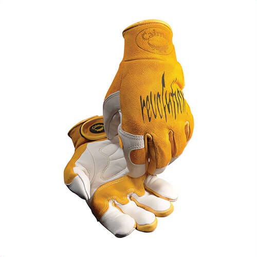 PIP® 1828-4 Premium-Grade Industrial Welding Gloves, M, Aramid Stitching/Split Cowhide Leather, Gold/Tan, Unlined Lining, Safety Cuff