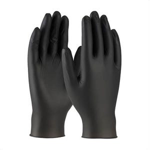 PIP® 2920/L Disposable Gloves, Large, Nitrile, Black, 9.4 in L, Non-Powdered, Textured, 5 mm thick