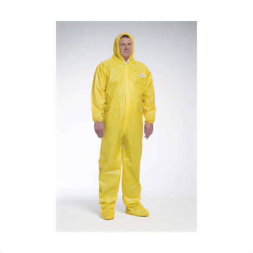PIP® 3679B/L 3679B Posi-Wear® UB Plus™ Ultimate Barrier Disposable Coverall with Elastic Ankle, L, Yellow, 26 in Chest, 29.1 in L Inseam