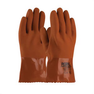PIP® 58-8650/XL PermFlex® Chemical-Resistant Gloves, XL, Cotton/PVC, Orange, 10 in L, Resists: Abrasion, Cut, Cold