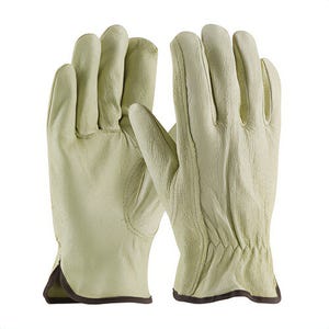 PIP® 994K/S Unisex General Purpose Gloves, Drivers/Work, Gunn Cut/Keystone Thumb Style, Small, Grain Pigskin Leather Palm