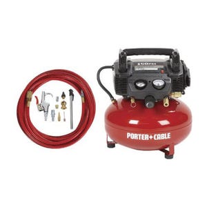 Porter-Cable® C2002-WK Oil Free Compressor Accessory Kit, 3.5 scfm at 40 psi, 0.8 hp, 150 psi, Horizontal/Pancake 6 gal Tank