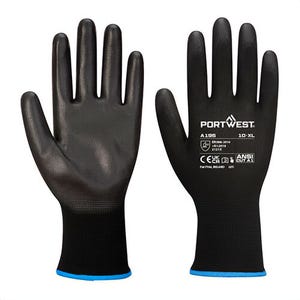 Portwest A195U8RXXL Touchscreen Glove, Polyurethane Coated, Breathable Seamless Liner, ANSI Cut Level A1, Purple/Black, 2XL