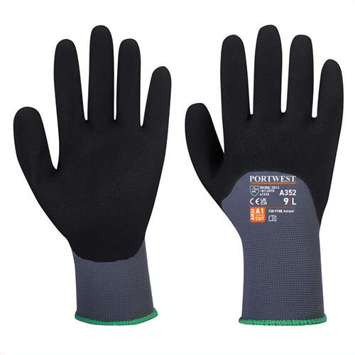 Portwest A352G8RXXL DermiFlex Ultra Glove, Nitrile Foam, Gray/Black, 2XL
